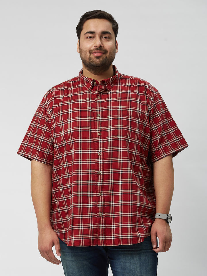 Men Nautical Check Half Sleeve Shirts