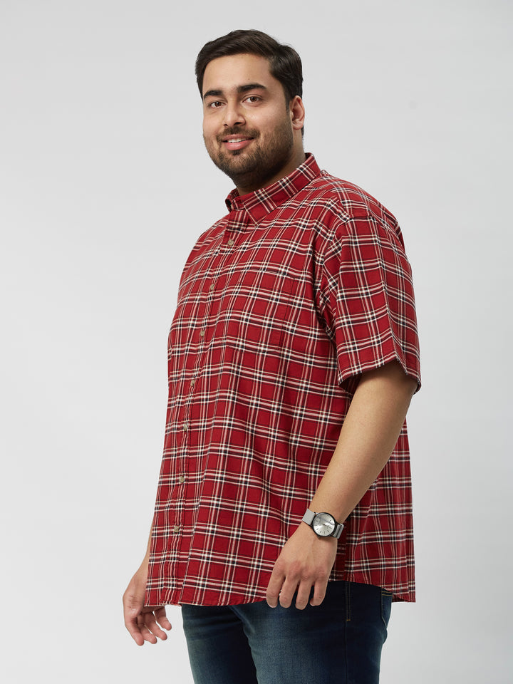 Men Nautical Check Half Sleeve Shirts