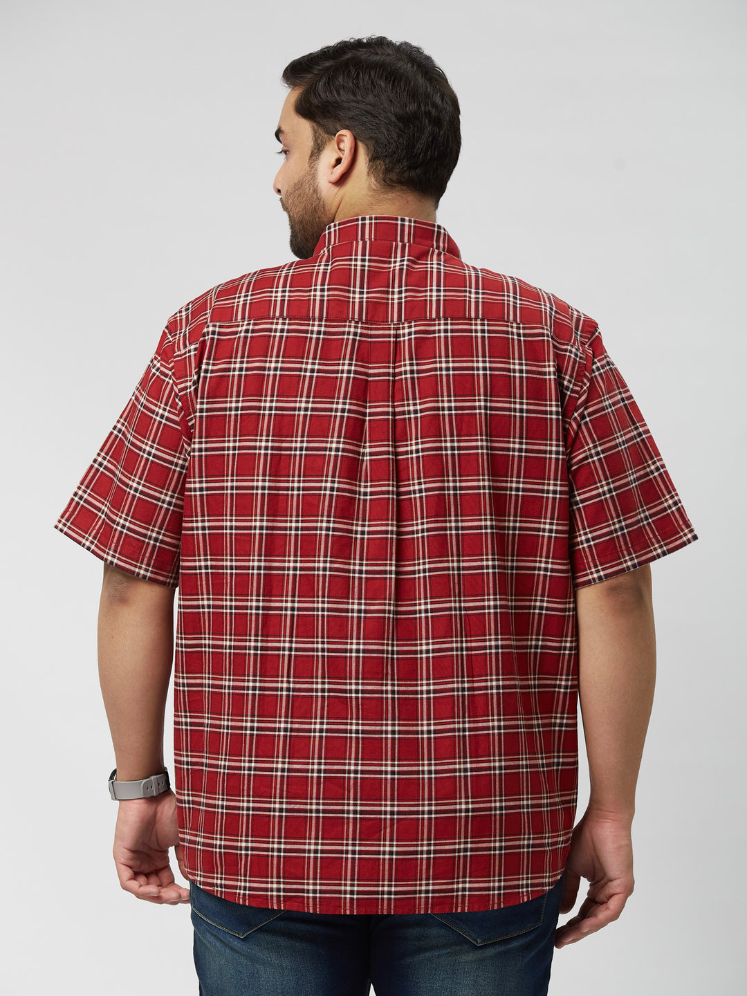 Men Nautical Check Half Sleeve Shirts