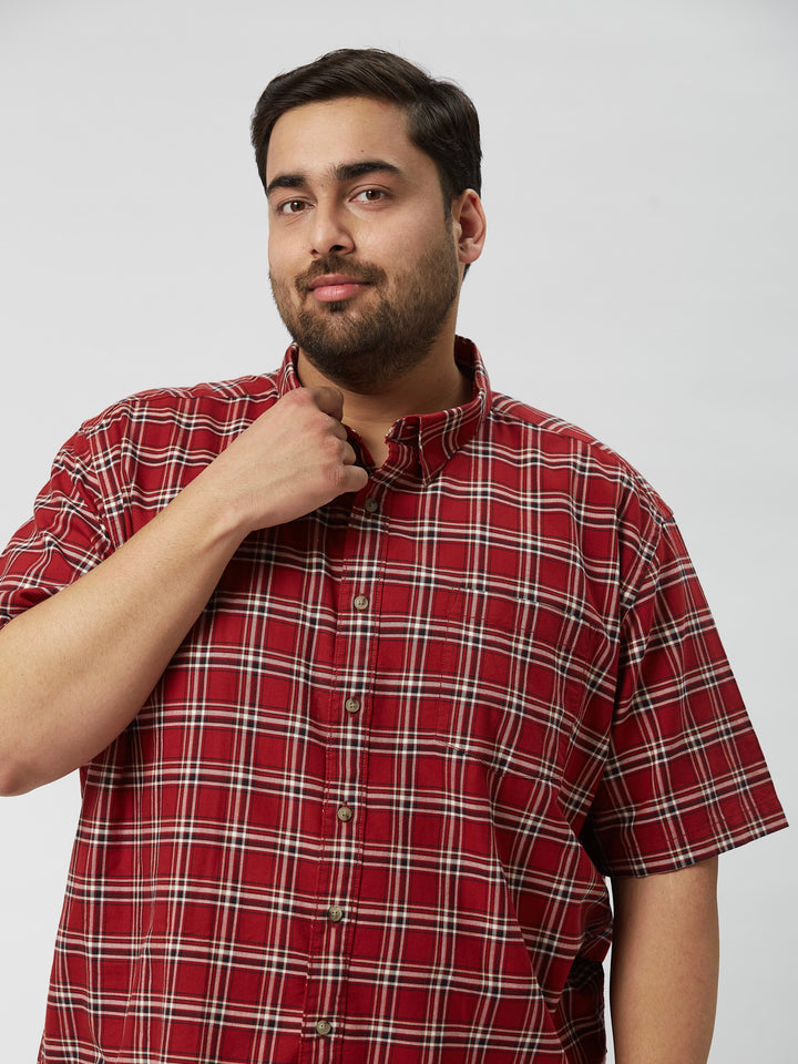 Men Nautical Check Half Sleeve Shirts