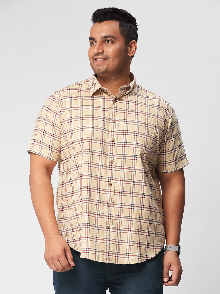 Men Nautical Check Half Sleeve Shirts