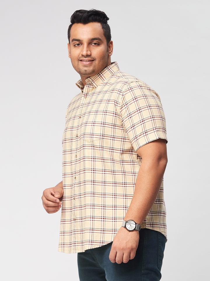 Men Nautical Check Half Sleeve Shirts