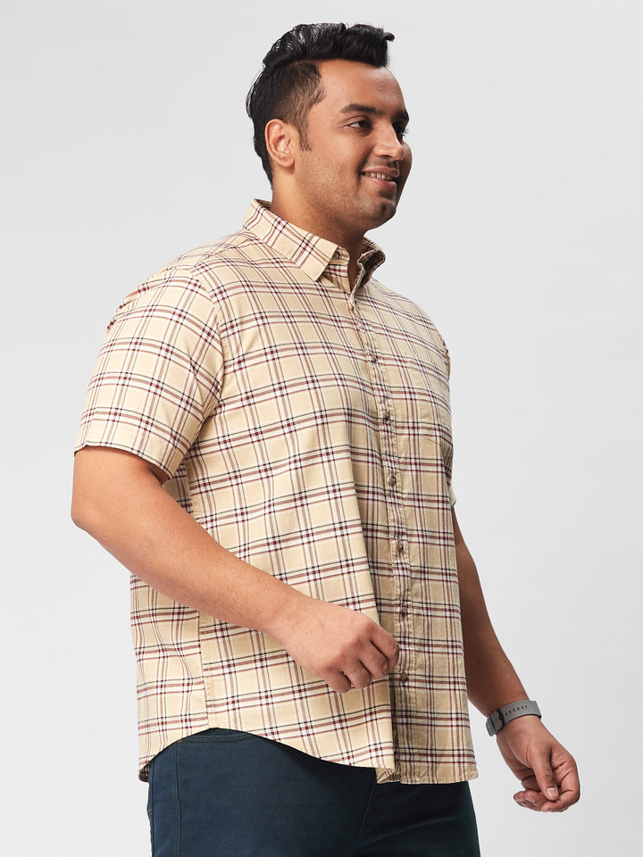 Men Nautical Check Half Sleeve Shirts