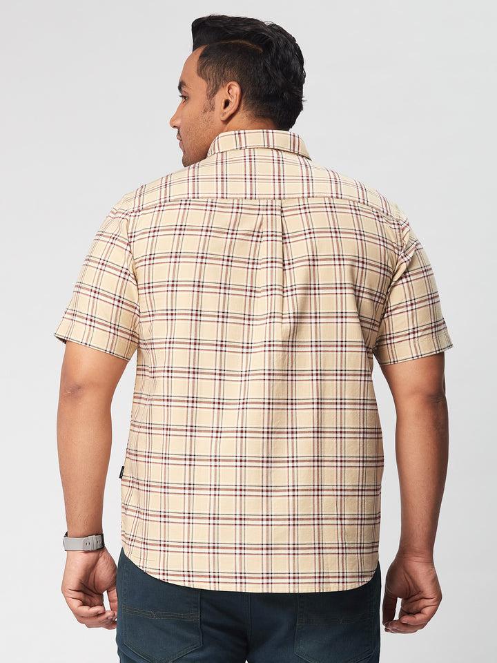 Men Nautical Check Half Sleeve Shirts