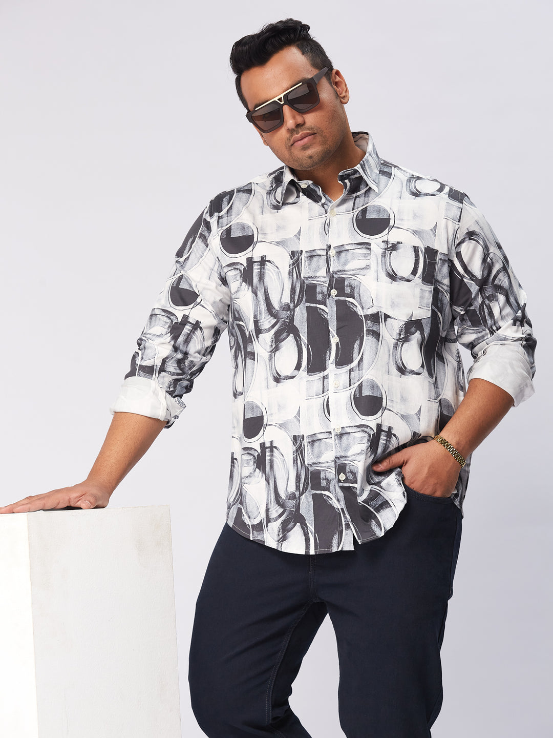 Men Occasion Printed Stretch Full Sleeve Shirts