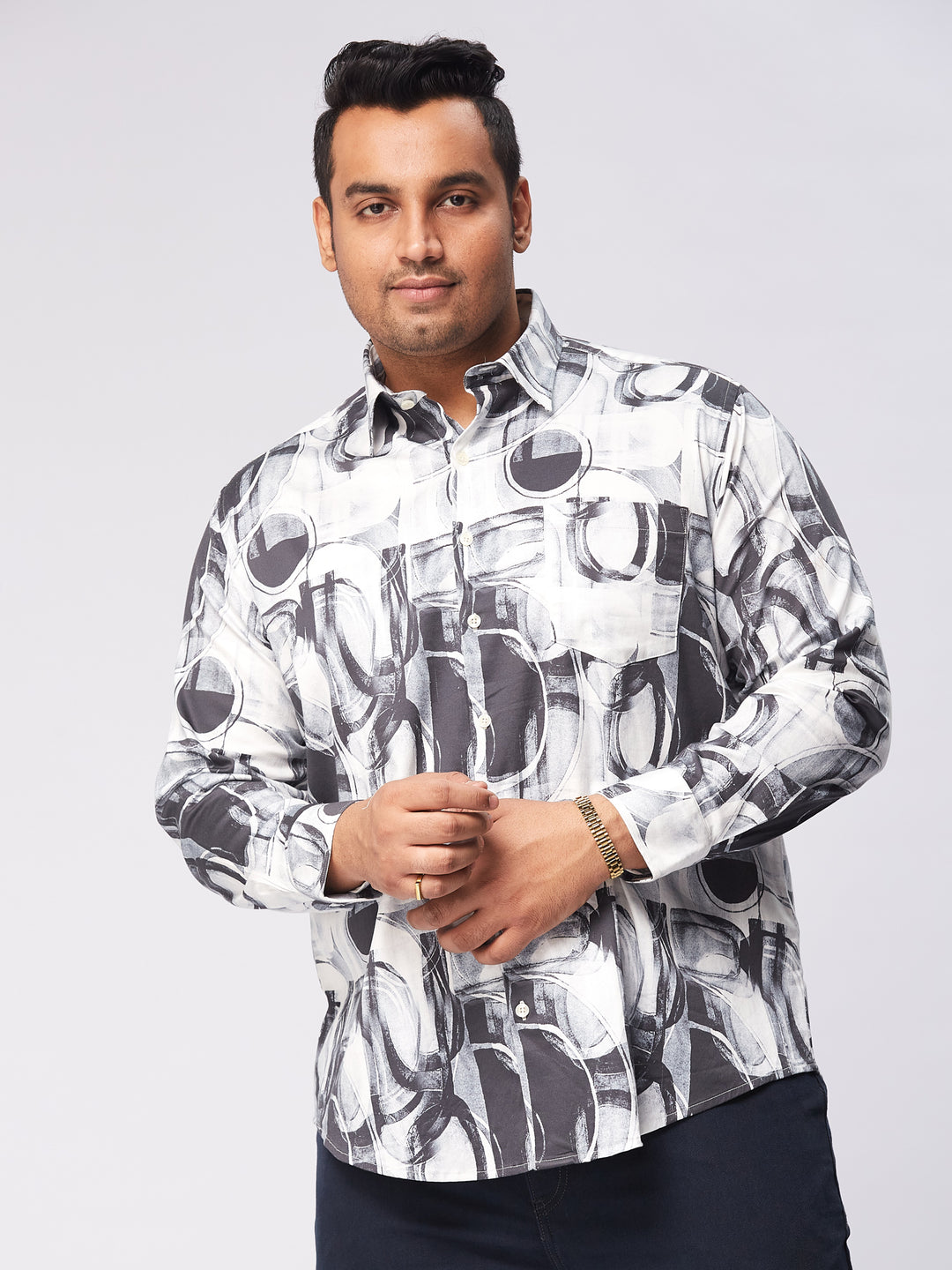 Men Occasion Printed Stretch Full Sleeve Shirts