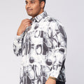 Plus Size Men Occasion Printed Stretch Full Sleeve Shirts | XL-7XL
