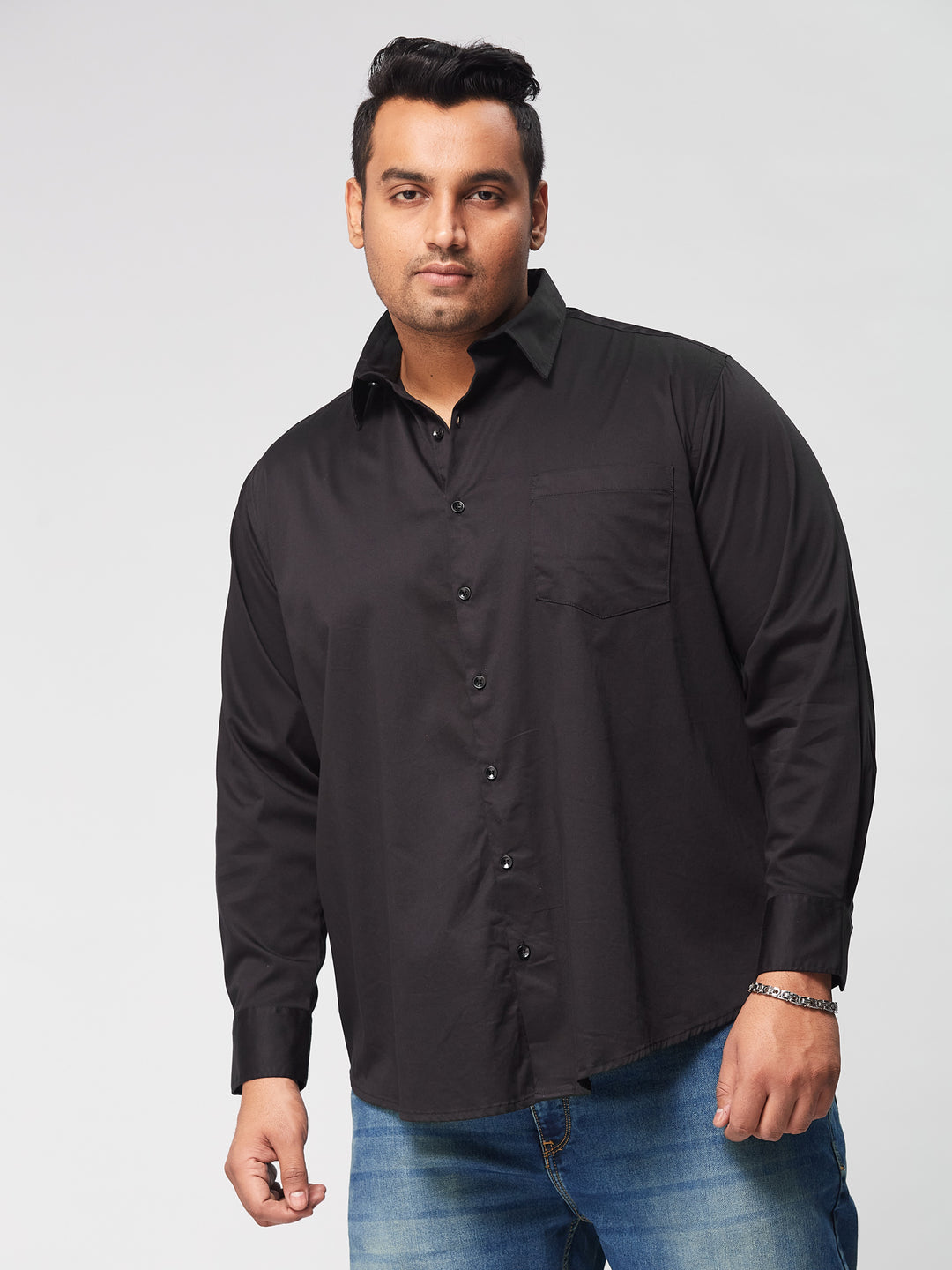Get Plus Size Plus Size Men Occasion Solid Stretch Full Sleeve