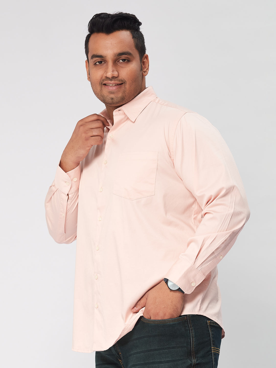 Men Occasion Solid Stretch Full Sleeve Shirts