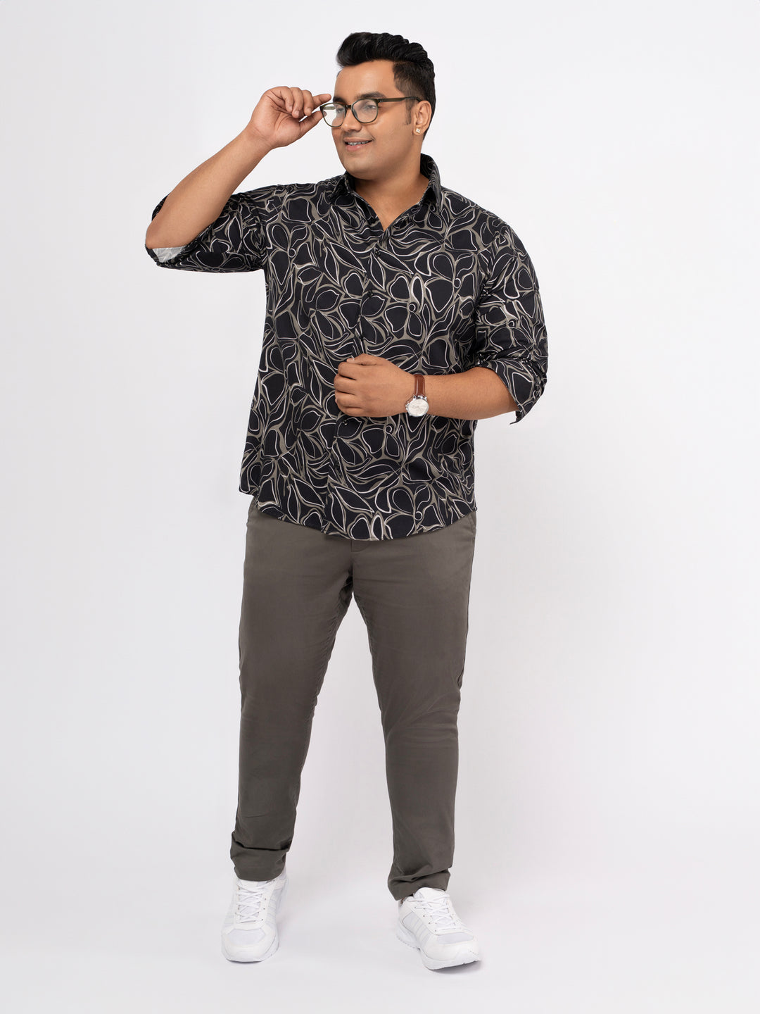 Plus size Printed Stretch Satin Party Shirt For Men | XL-7XL