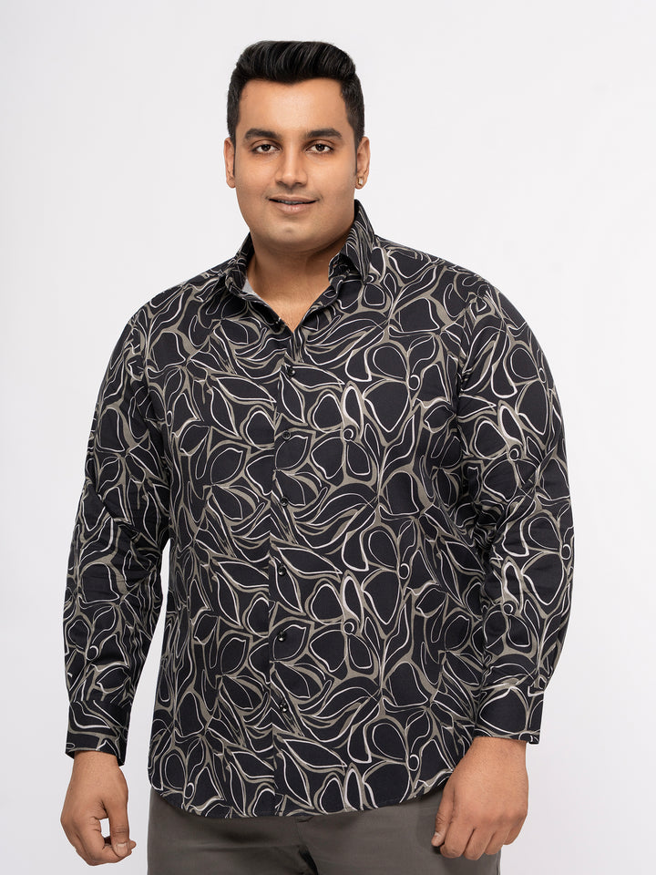 Plus size Printed Stretch Satin Party Shirt For Men | XL-7XL