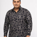 Plus size Printed Stretch Satin Party Shirt For Men | XL-7XL