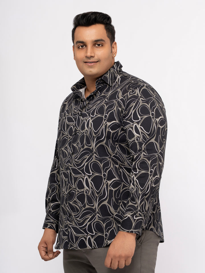 Plus size Printed Stretch Satin Party Shirt For Men | XL-7XL
