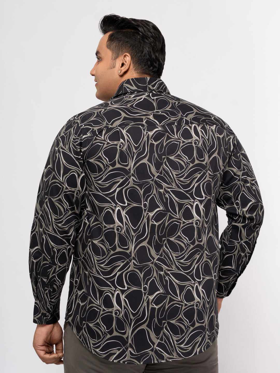 Plus size Printed Stretch Satin Party Shirt For Men | XL-7XL
