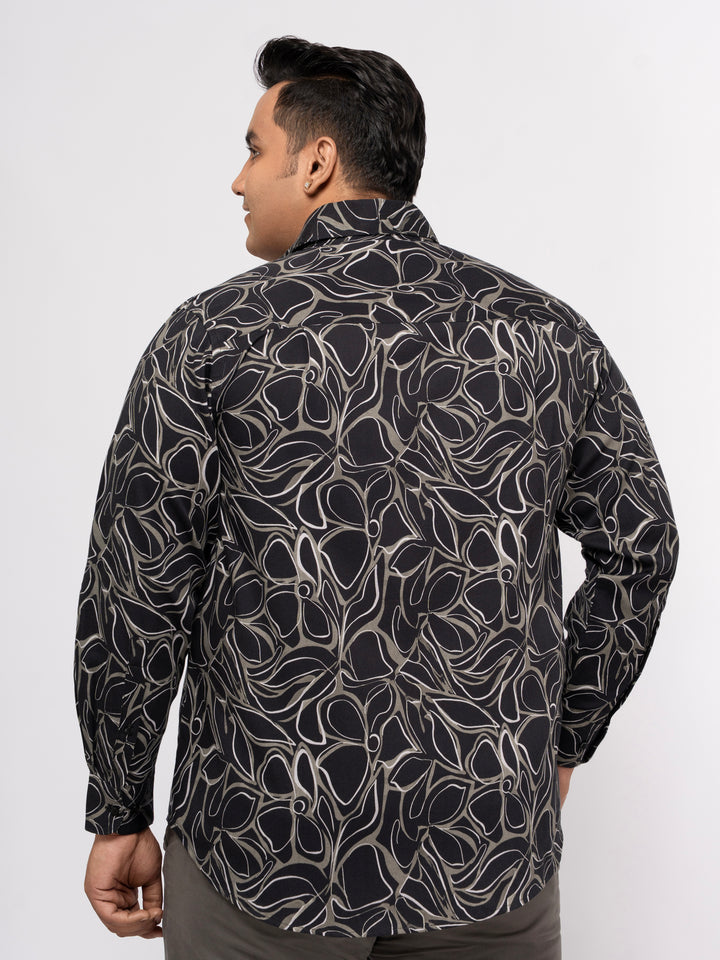 Plus size Printed Stretch Satin Party Shirt For Men | XL-7XL
