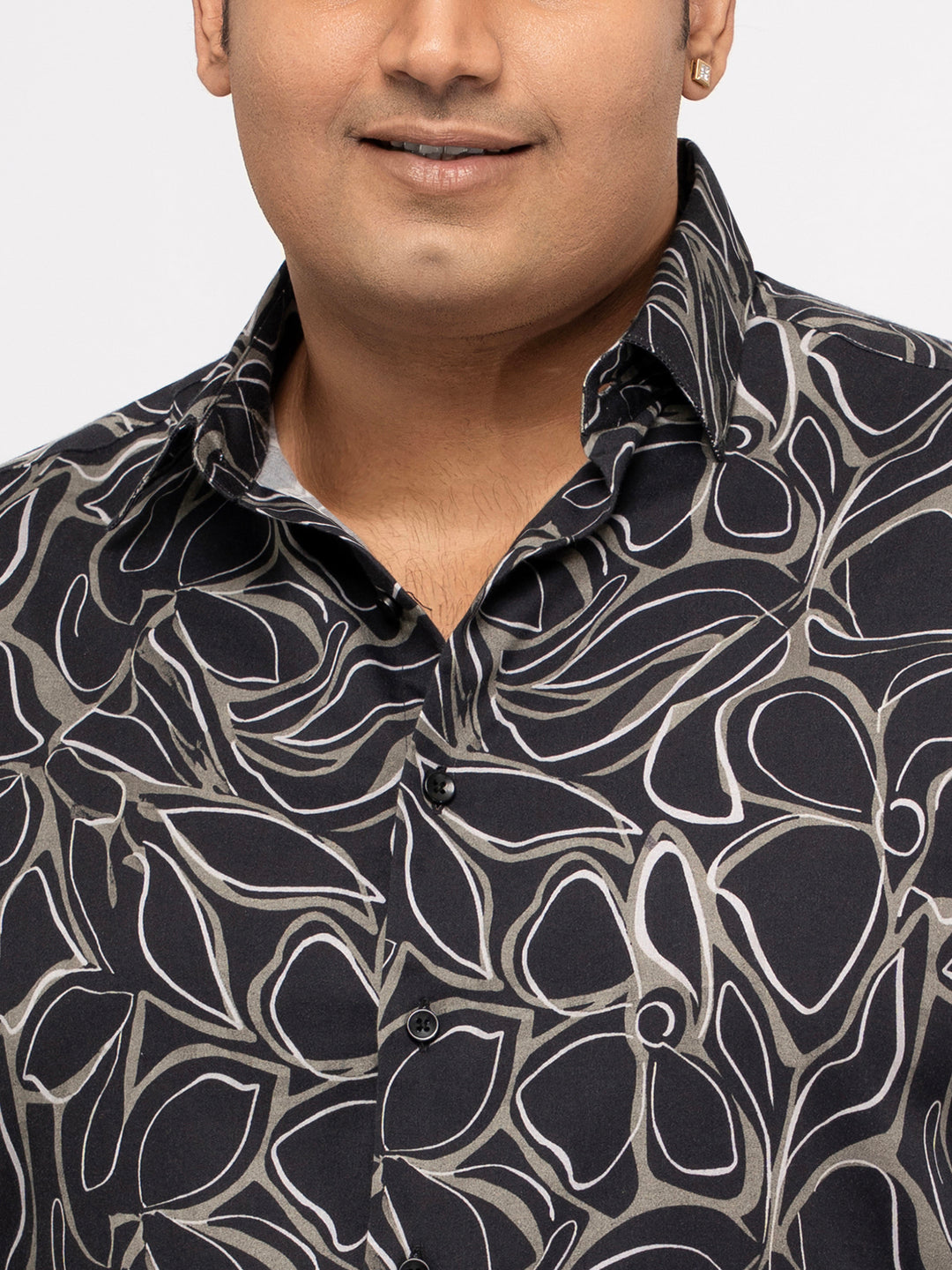 Plus size Printed Stretch Satin Party Shirt For Men | XL-7XL