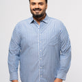 Plus size Smart Casual Giza Cotton Stripe Shirt For Men | XL-7XL