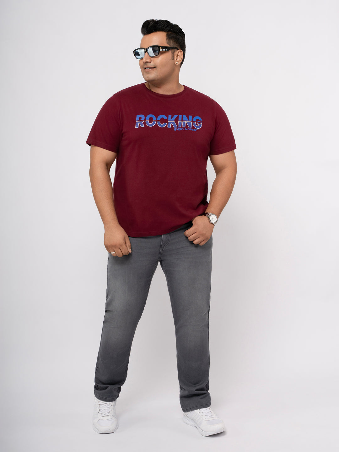 Plus size Structure Knit Graphic T-Shirt  For Men | XL-7XL