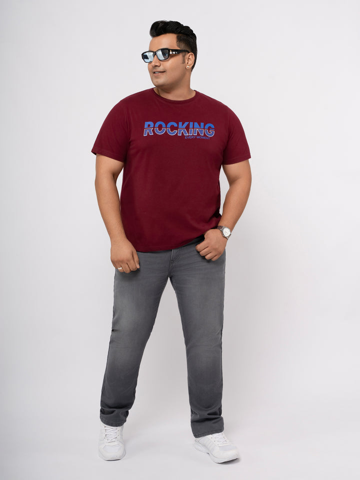 Plus size Structure Knit Graphic T-Shirt  For Men | XL-7XL