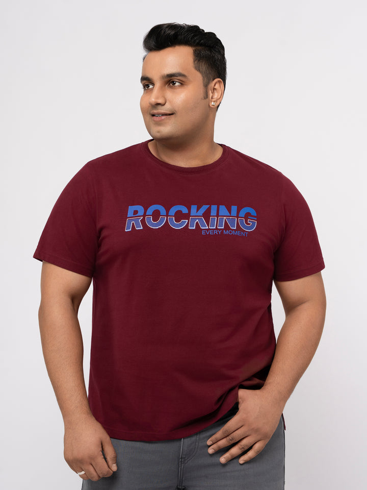 Plus size Structure Knit Graphic T-Shirt  For Men | XL-7XL