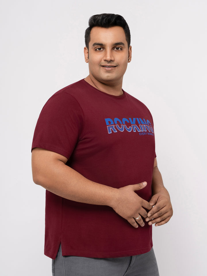 Plus size Structure Knit Graphic T-Shirt  For Men | XL-7XL