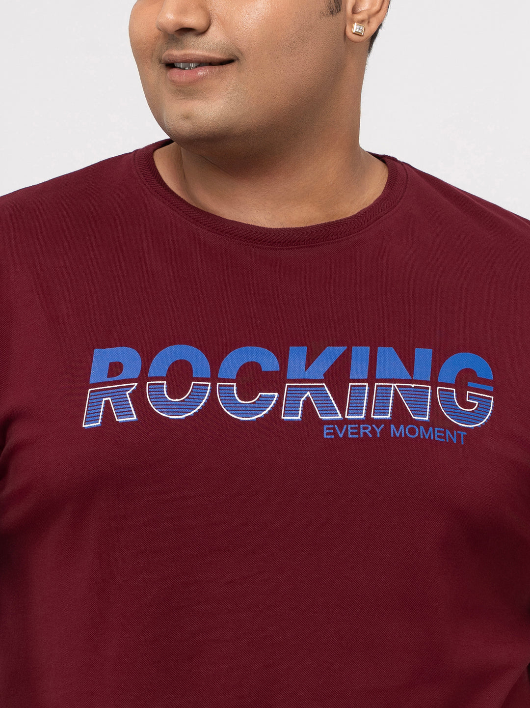 Plus size Structure Knit Graphic T-Shirt  For Men | XL-7XL