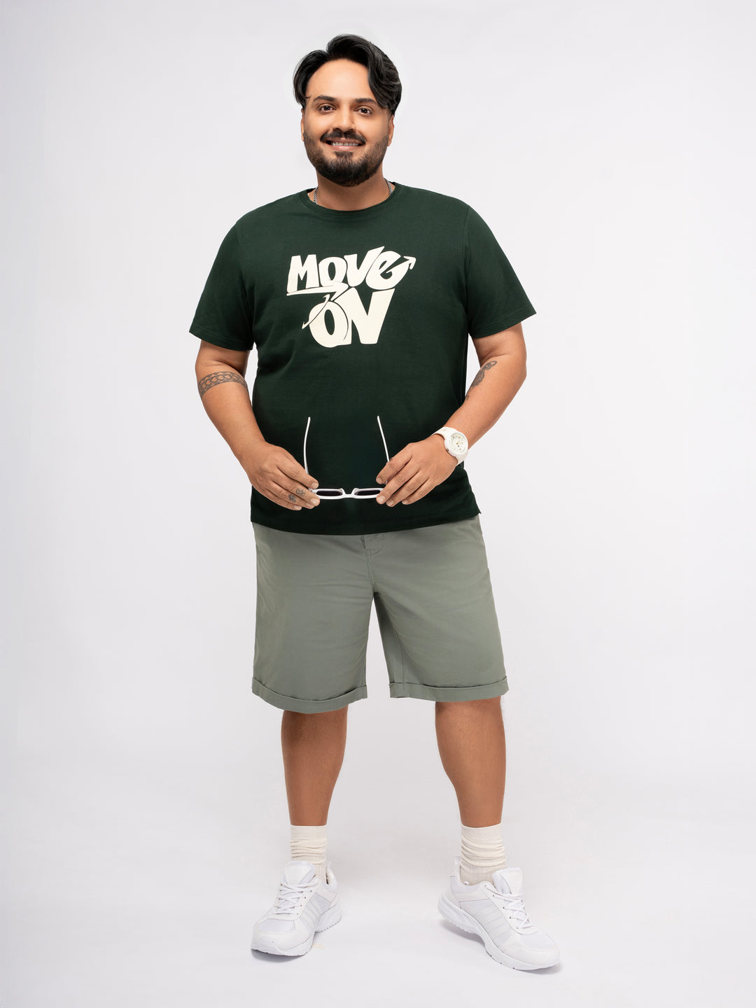 Plus size Structure Knit Graphic T-Shirt  For Men | XL-7XL
