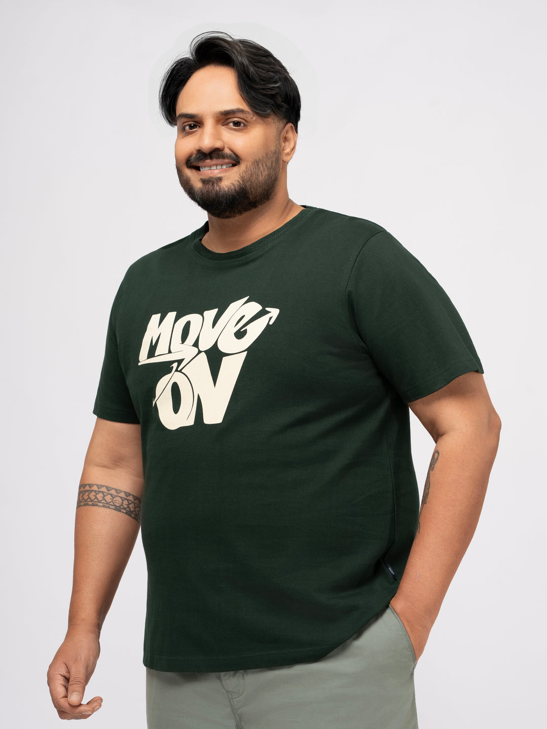 Plus size Structure Knit Graphic T-Shirt  For Men | XL-7XL