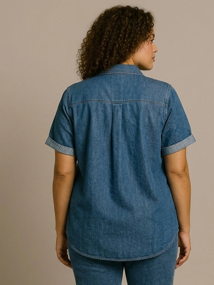 BIG HELLO - THE PLUS LIFE-Womens Shirt - Denim