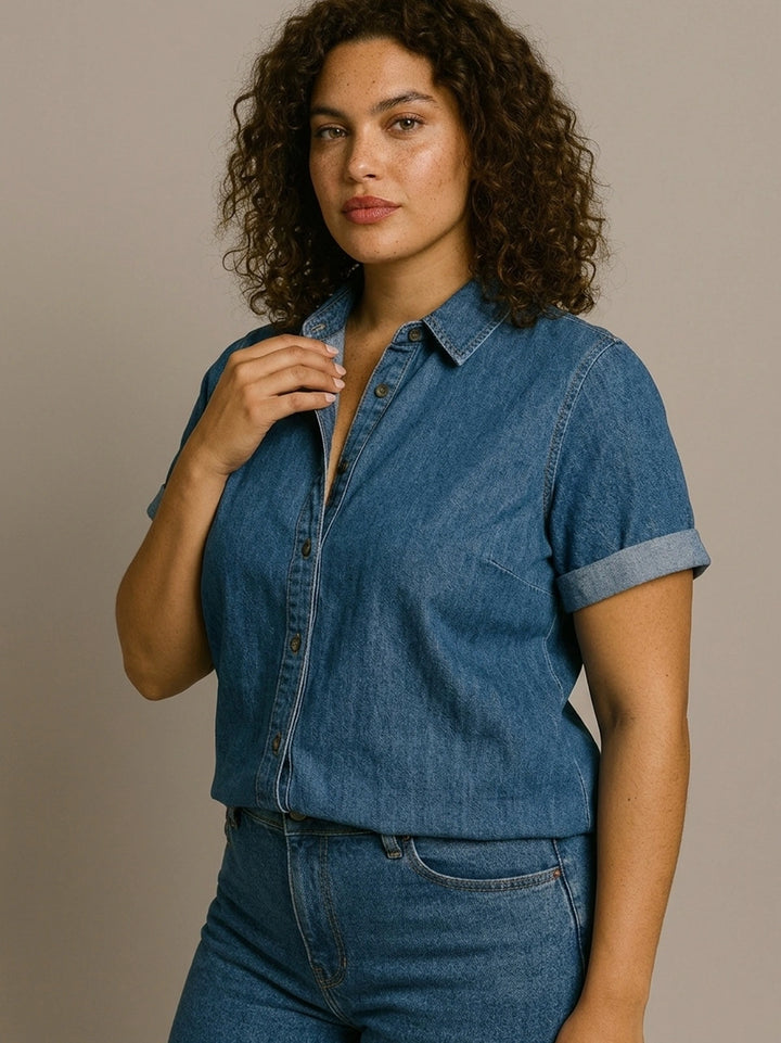 BIG HELLO - THE PLUS LIFE-Womens Shirt - Denim