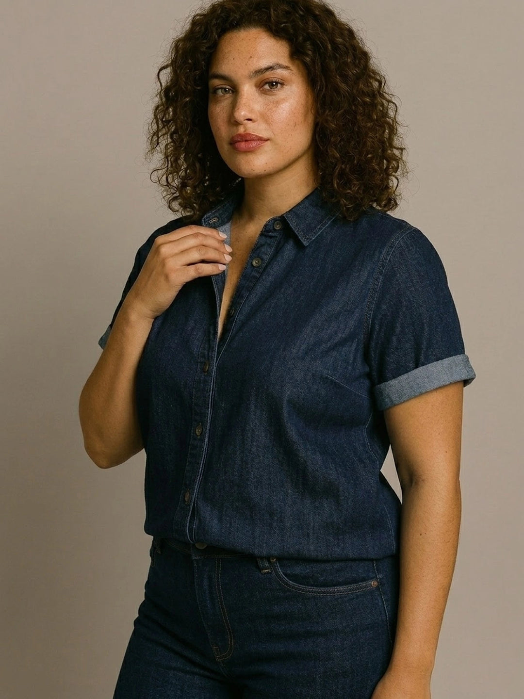 BIG HELLO - THE PLUS LIFE-Womens Shirt - Denim