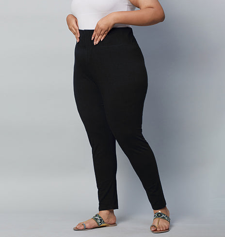 Plus Size Solid Knit Stretch Leggings | XL-7XL