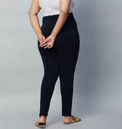 Plus Size Solid Knit Stretch Leggings | XL-7XL