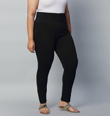 Plus Size Solid Knit Stretch Leggings | XL-7XL