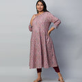 Plus Size Dusty Pink Printed Cotton Kurta | XL-7XL
