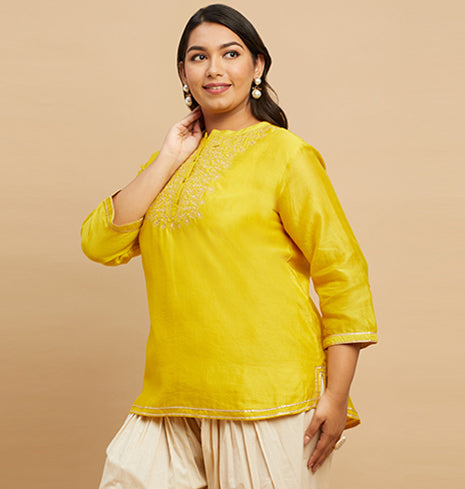 Silk Embroidered Short Kurti