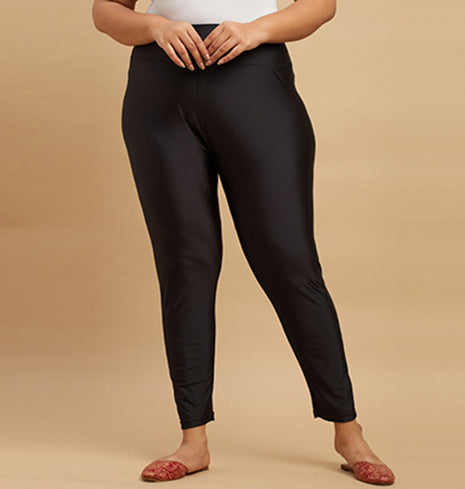 Plus Size Nylon Knit Stretch Shimmer Leggings | XL-7XL