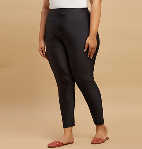 Plus Size Nylon Knit Stretch Shimmer Leggings | XL-7XL