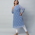 Plus Size Printed Side Tieup Georgette Kurta | XL-7XL