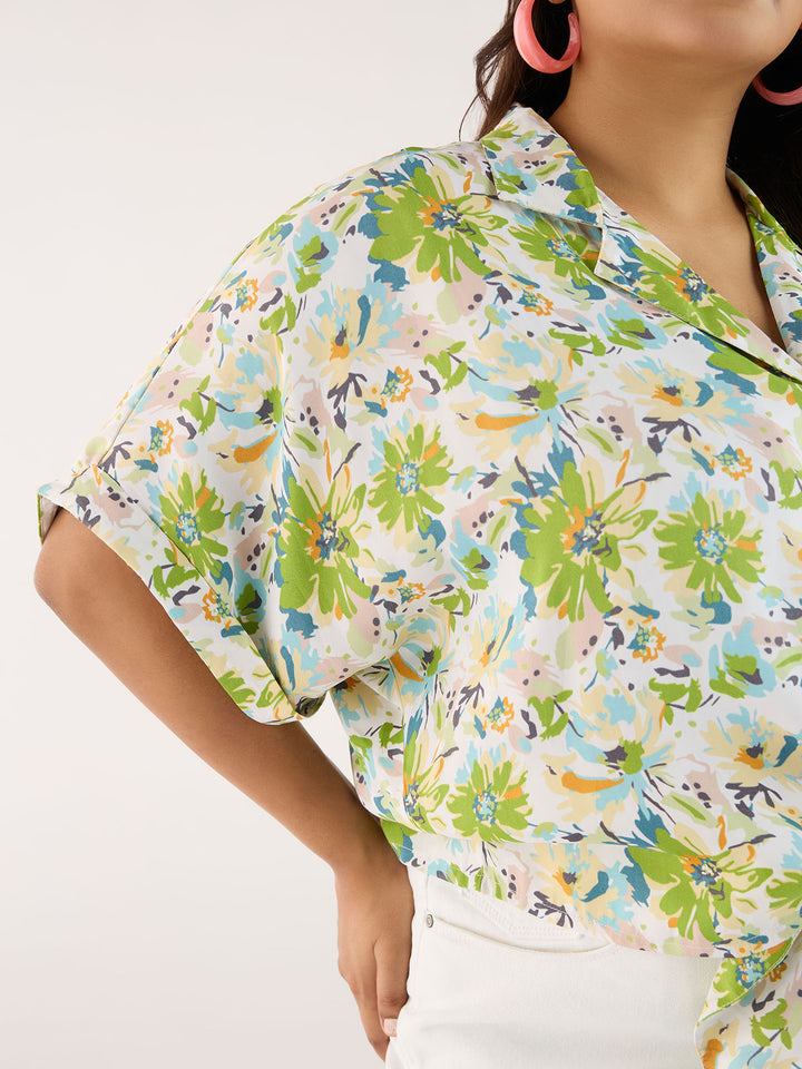 Abstract Floral Printed Top