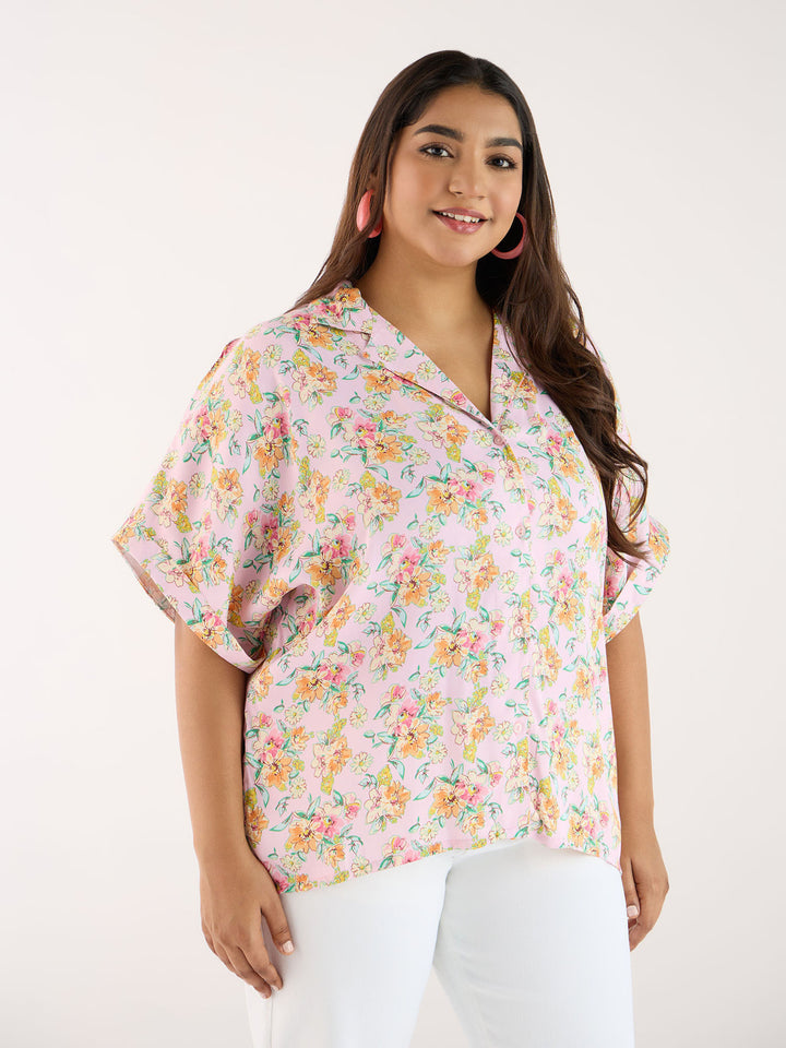 Pastel Floral Printed Satin Top