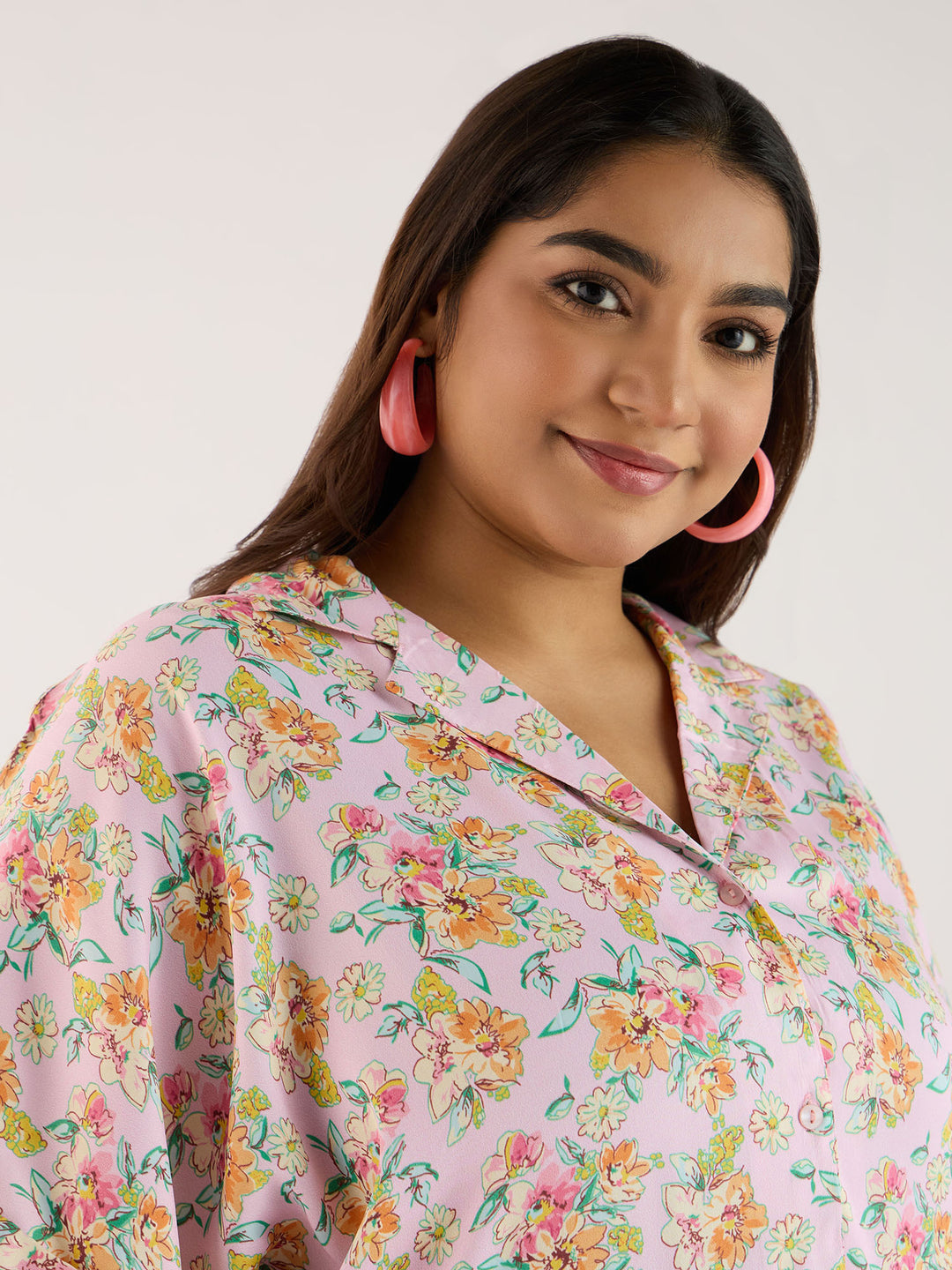 Pastel Floral Printed Satin Top