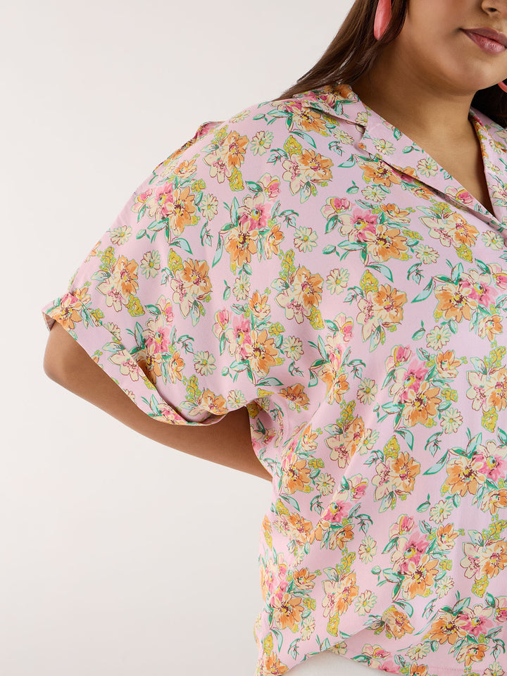 Pastel Floral Printed Satin Top