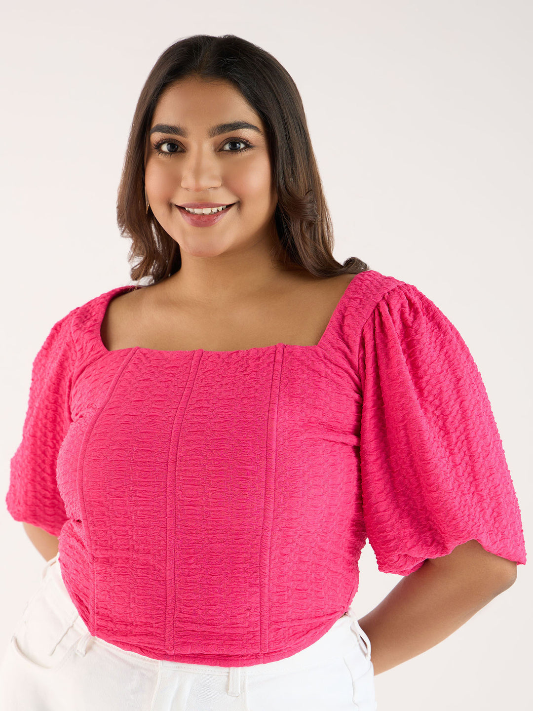 Pink Textured Knit Top