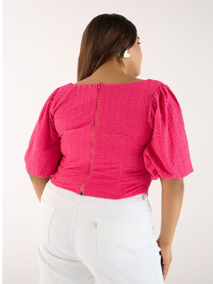 Pink Textured Knit Top