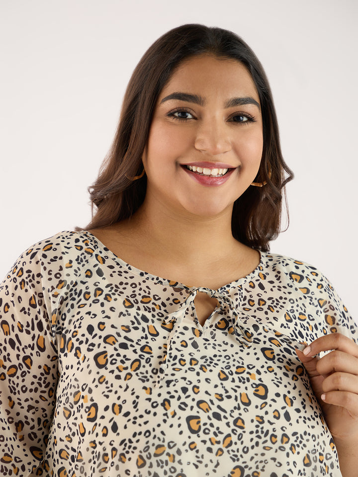 Animal Printed Offwhite Top