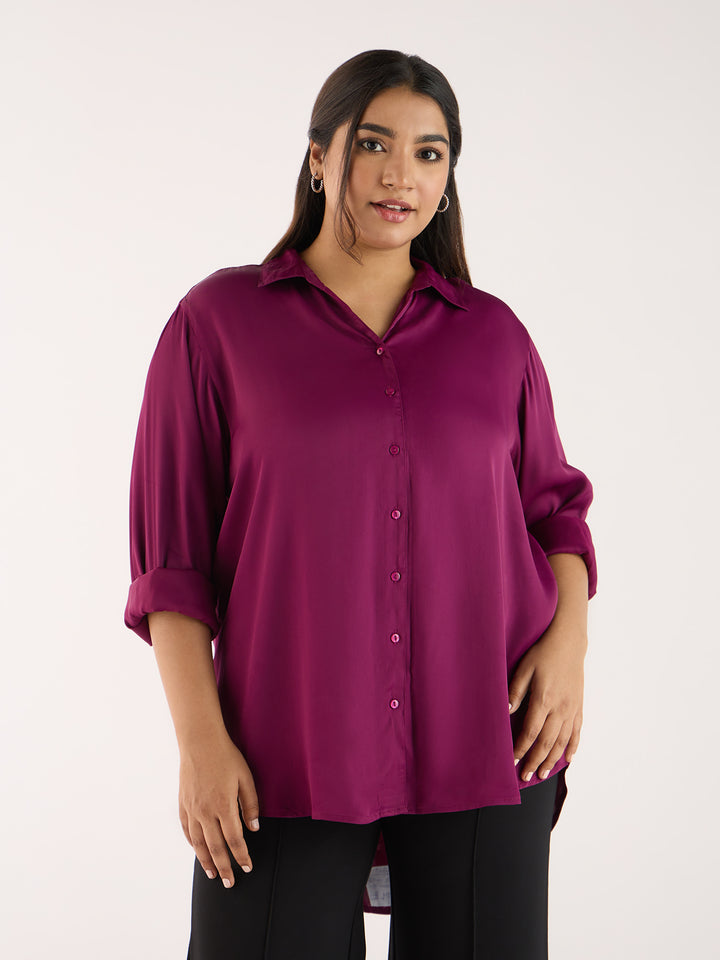 Purple Satin Womens Shirt