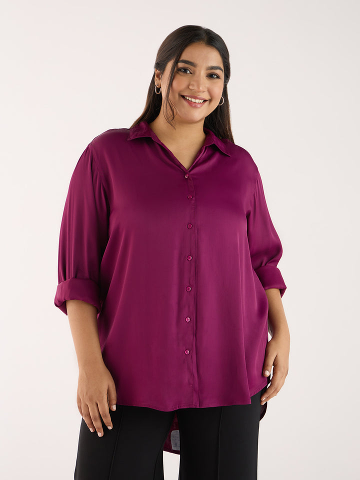Purple Satin Womens Shirt