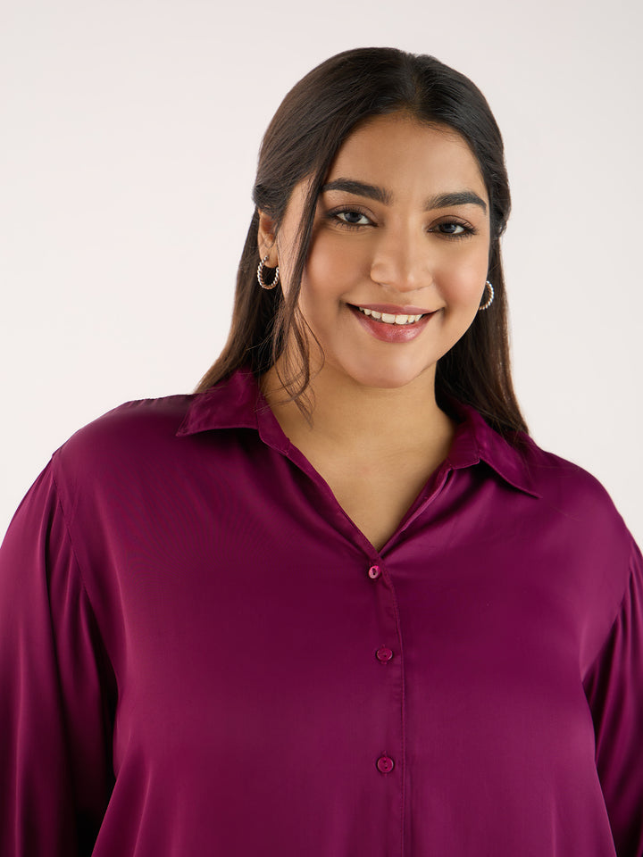 Purple Satin Womens Shirt