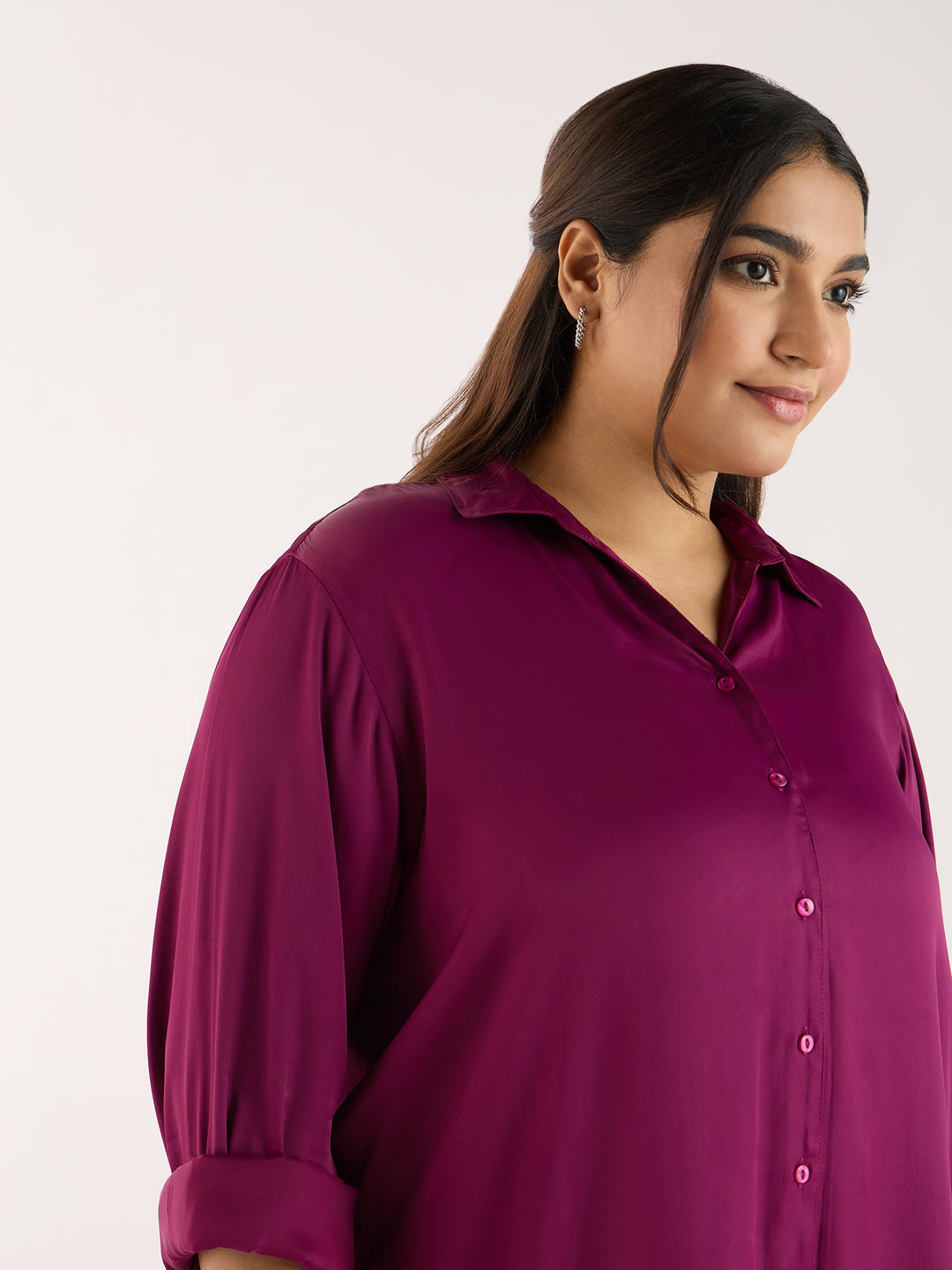 Purple Satin Womens Shirt